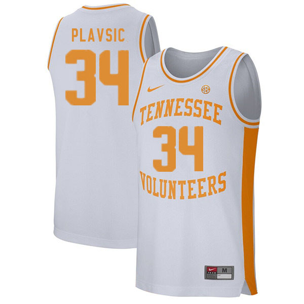 Men #34 Uros Plavsic Tennessee Volunteers College Basketball Jerseys Sale-White